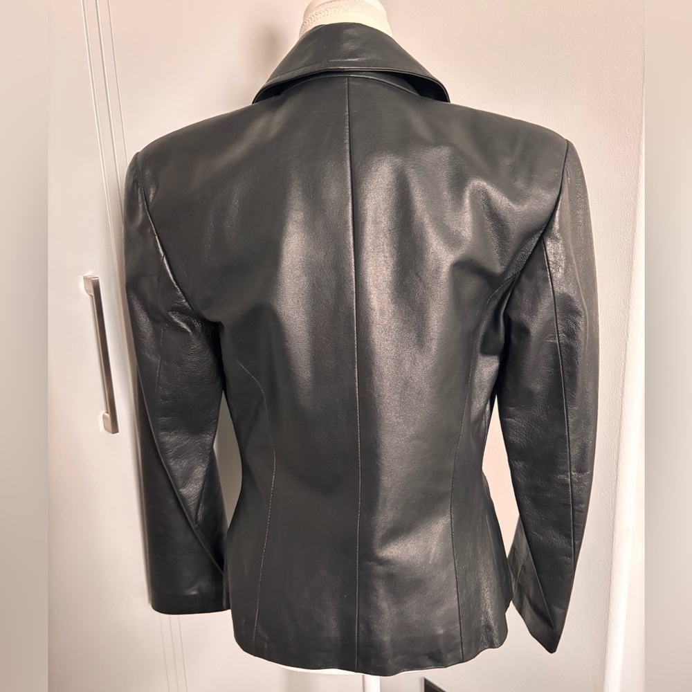 Danier Black Leather Jacket Fitted Blazer Style - Picture 10 of 14